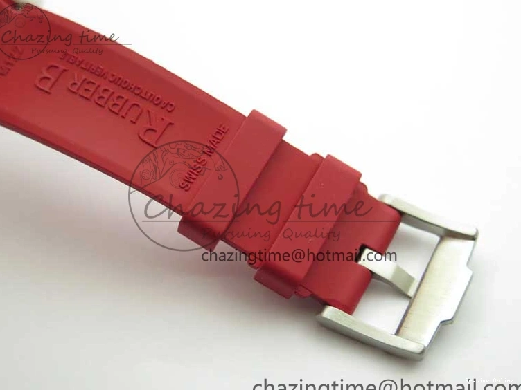 0123 WrinkleFree Submariner 40mm White Ceramic 5GF Best Edition White Red Dial on Red Rubber Strap SA 2485